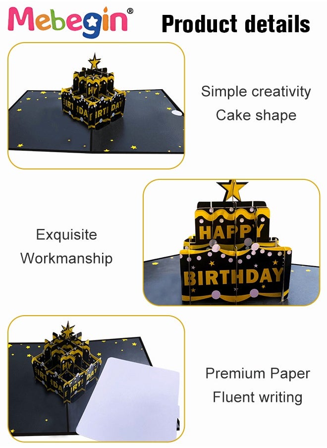 MEBEGIN - 2 Piece Unique Birthday Cards, 3D Pop Up Greeting Card, Creative Cake Shape Invitations, Perfect Birthday Gift Surprise for Your Lovers, Friends and Family, 13*18cm - Image 1