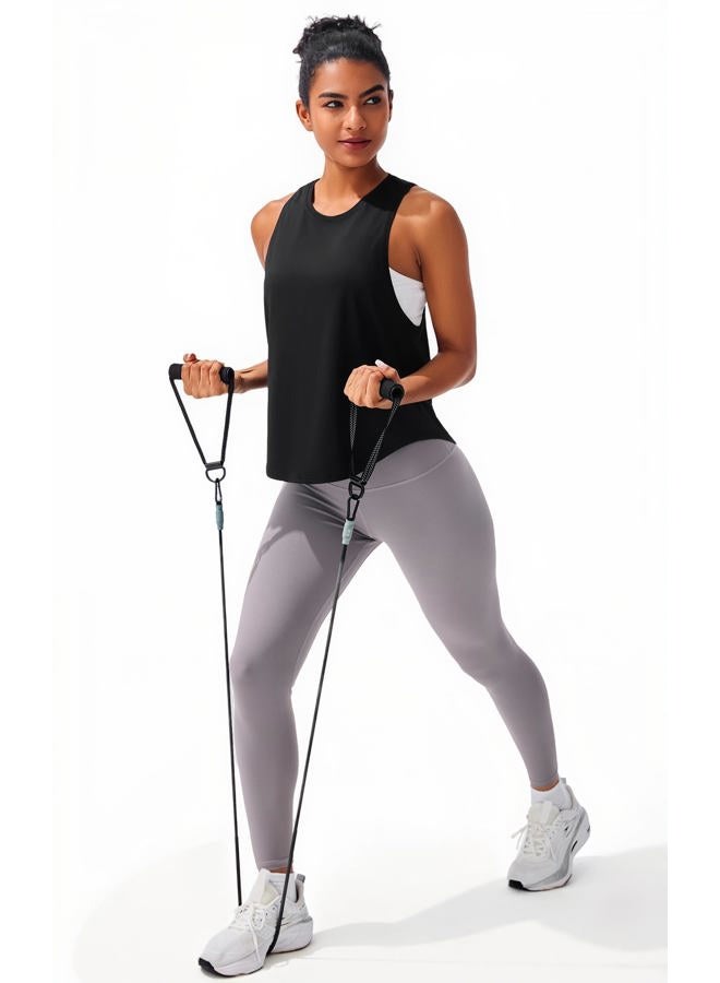 JOYSPELS Ice Silk Workout Tank Tops for Women Quick Dry Sleeveless Loose Fit Athletic Running Shirts, Black, M - Image 5