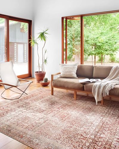 Loloi Layla Collection LAY-11 Cinnamon/Sage 2'-6" x 9'-6" .13" Thick Runner Rug, Soft, Durable, Vintage Inspired, Distressed, Low Pile, Non-Shedding, Easy Clean, Printed, Living Room Rug - Image 1