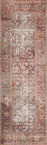 Loloi Layla Collection LAY-11 Cinnamon/Sage 2'-6" x 9'-6" .13" Thick Runner Rug, Soft, Durable, Vintage Inspired, Distressed, Low Pile, Non-Shedding, Easy Clean, Printed, Living Room Rug - Image 4