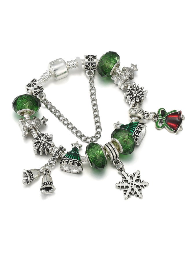 Special Offer! 25 Christmas Crystal Bracelet Bracelet Women Children's Christmas Tree Bell Pendant Love Silver Plated Chain