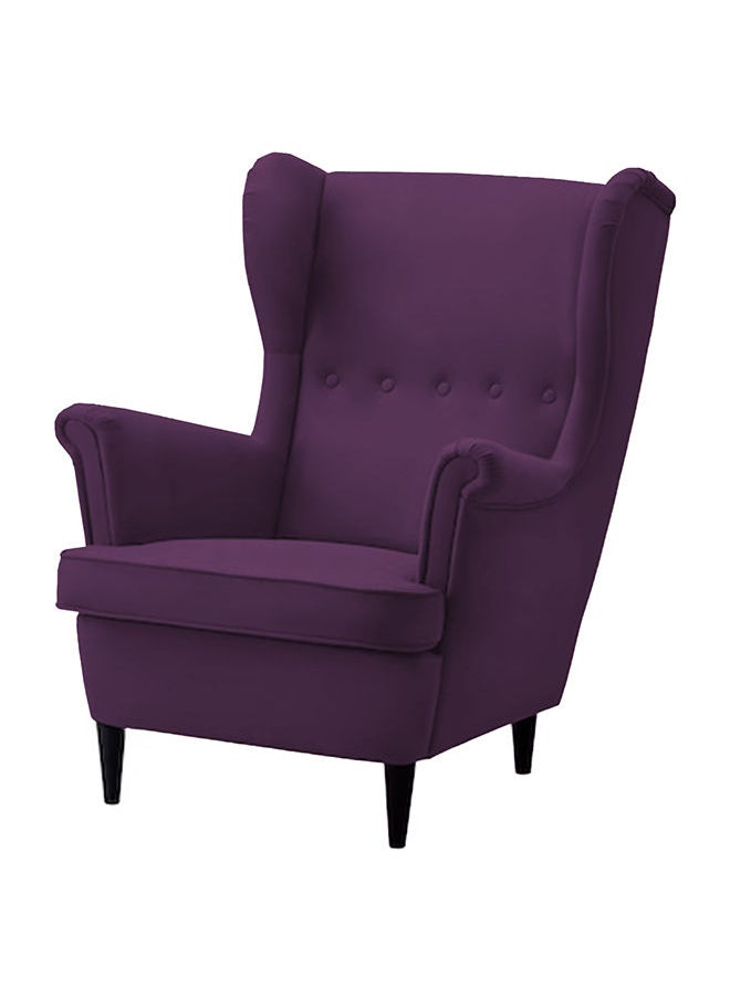 REGAL IN HOUSE 2 Pieces Chair king Velvet with Two Wings and FootStool  - Dark Purple  - Image 2