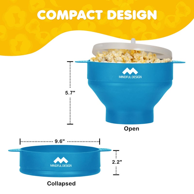 Mindful Design The Original Mindful Design Microwave Popcorn Popper - Silicone Bowl, BPA-Free & Dishwasher Safe (Light Blue) - Image 5