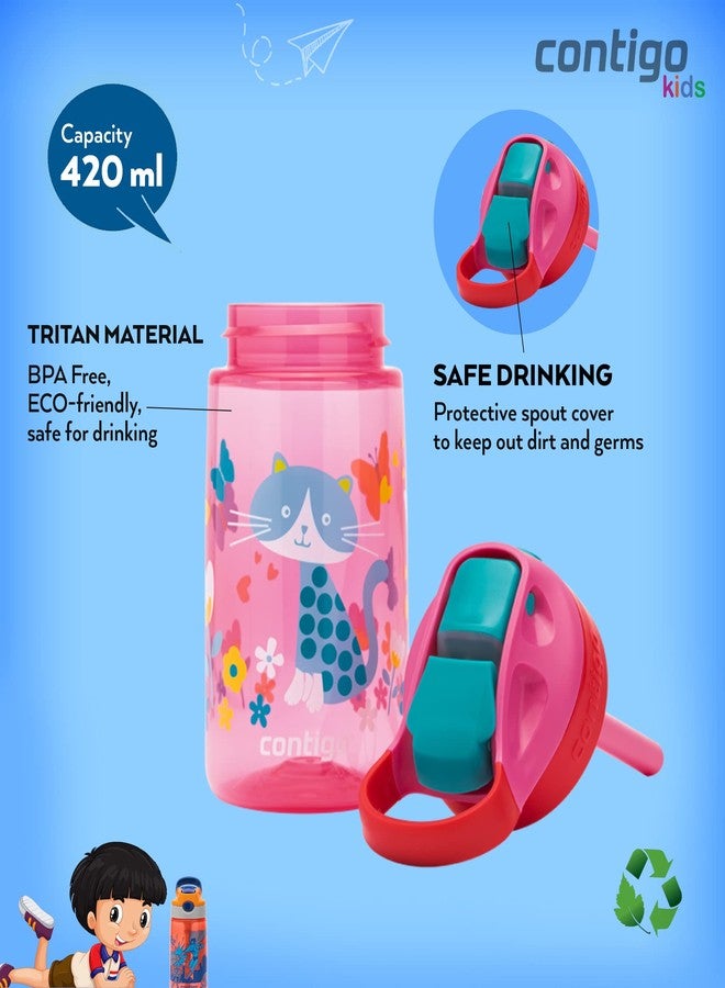 Contigo Gizmo Flip Kids Water Bottle With Straw I Spill Proof & Leak Proof | BPA Free Odor & Stain Resistant Tritan Bottle with Autospout Technology, 420 ml - Image 4