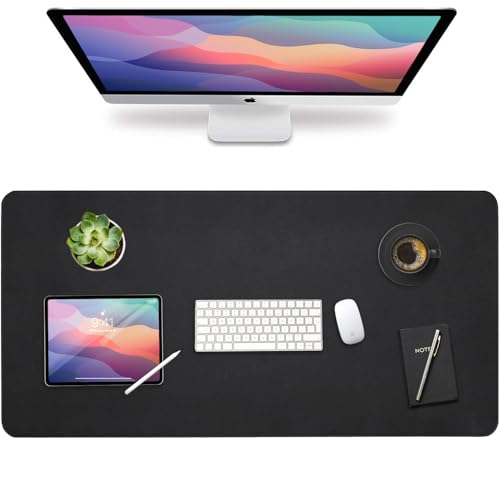 Vine Creations Leather Desk Mat Large 44" x 22", Desk Protector Mat, PU Leather Desk Pad, Non-Slip Large Mouse Pad, Desk Blotter, Desk Pads on Top of Desks, Home Office Desk Matt for Desktop (Black) - Image 1