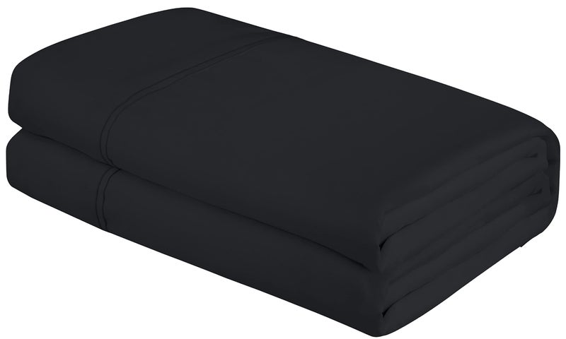 Royale Linens California King Flat Sheet Ultra Soft Brushed 1800 Microfiber Flat Sheets Only Wrinkle Free Stain Resistant Hotel Quality Top Sheet for Bed King Cal Black