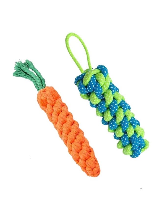 سايج سكوير ألعاب الحبل، ألعاب المضغ للكلاب، ألعاب تفاعلية من الحبل القطني للجراء والكلاب متوسطة السلالة، لعبة تنظيف الأسنان والمضغ، مجموعة مكونة من قطعتين 2 في 1 (قد يختلف اللون) - Image 1