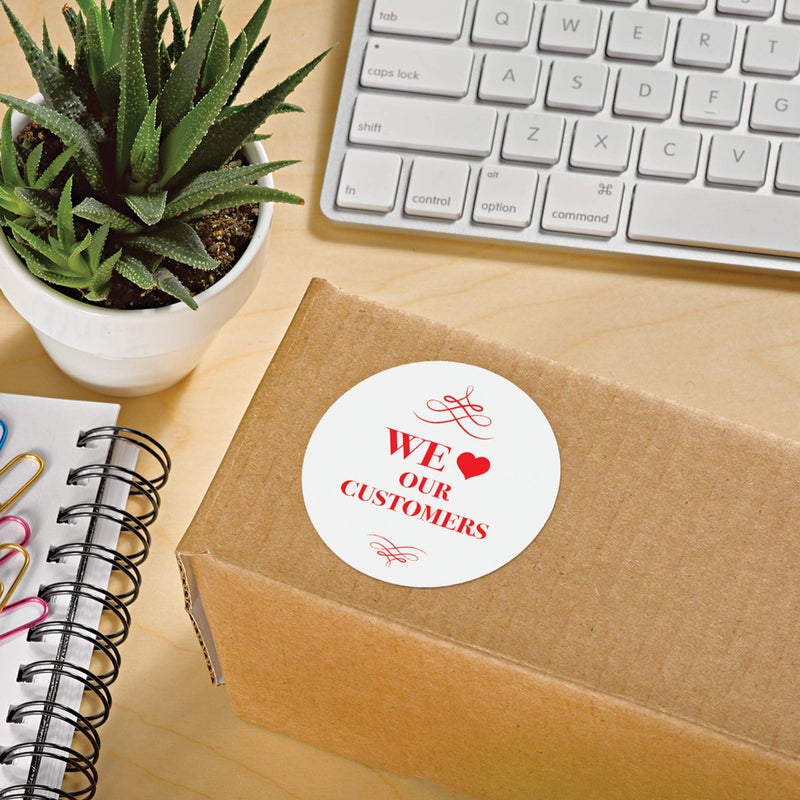 Avery Round Printable Labels, 2.5" Diameter, Matte White, Sure Feed Technology, Laser & Inkjet Compatible, 300 Blank Labels Total, Great for Branding, Packages, School Supplies, and More (5294) - Image 2