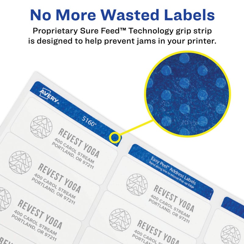 Avery Round Printable Labels, 2.5" Diameter, Matte White, Sure Feed Technology, Laser & Inkjet Compatible, 300 Blank Labels Total, Great for Branding, Packages, School Supplies, and More (5294) - Image 3