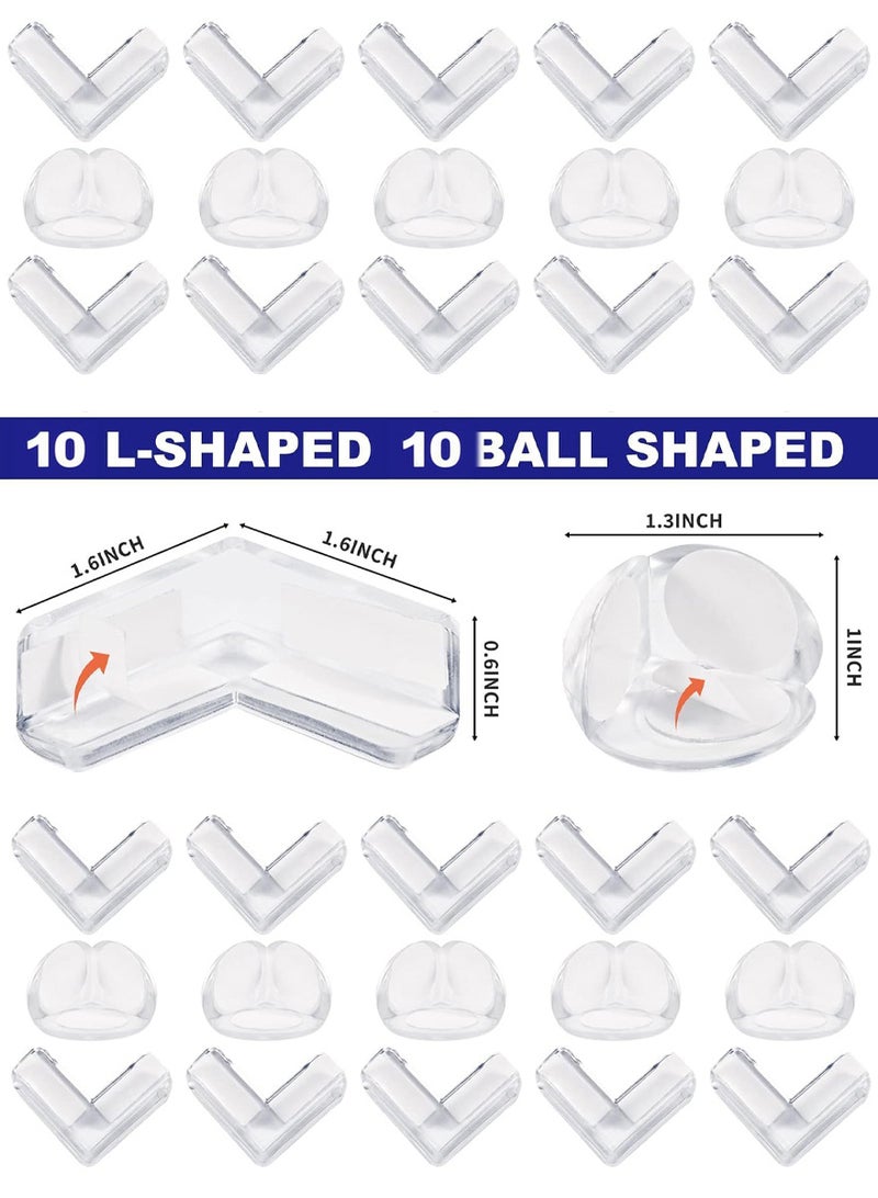 AEENAA 20-Pack Baby Safety Corner Protectors Set L Shape and Round Edge Guards Soft Transparent Table Corner Protectors - Image 3