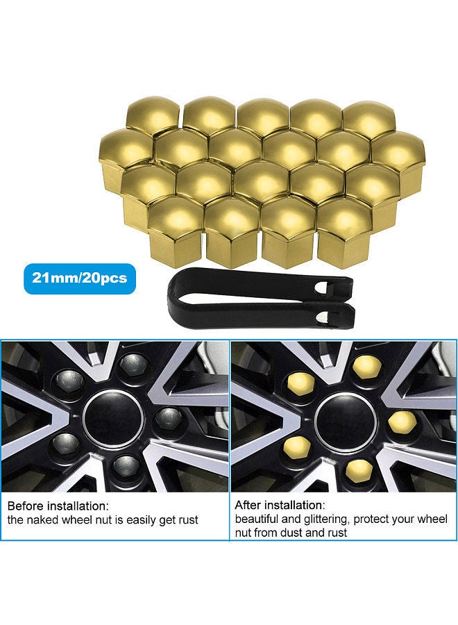 20pcs Universal 21mm Wheel Nut Covers Lug Nut Caps Screw Protector