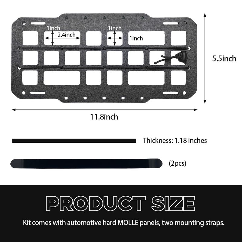 Yourkar Car Rigid MOLLE Panel Sun Visor Panel Holster Tactical Gear Holder MOLLE EDC Organizer Rigid Panel Frame Modular Storage Pouch for Auto Visor Car Accessories - Image 4