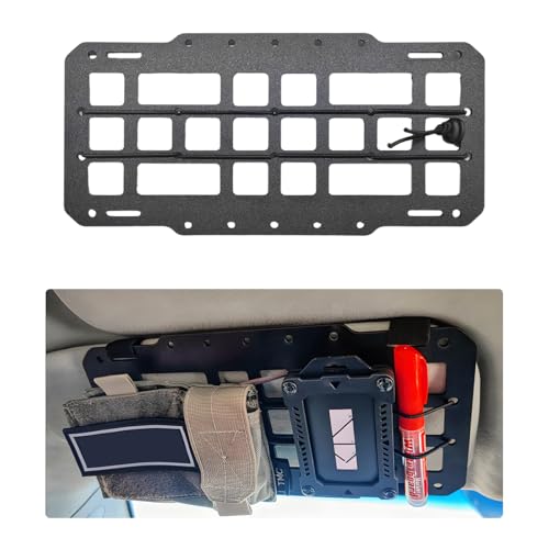 Yourkar Car Rigid MOLLE Panel Sun Visor Panel Holster Tactical Gear Holder MOLLE EDC Organizer Rigid Panel Frame Modular Storage Pouch for Auto Visor Car Accessories - Image 1