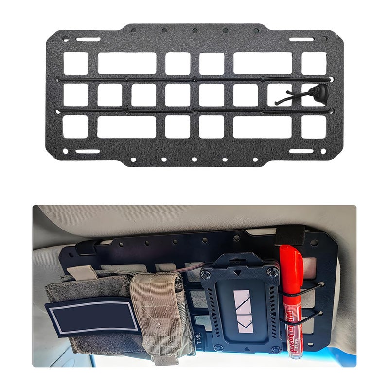 Yourkar Car Rigid MOLLE Panel Sun Visor Panel Holster Tactical Gear Holder MOLLE EDC Organizer Rigid Panel Frame Modular Storage Pouch for Auto Visor Car Accessories - Image 2