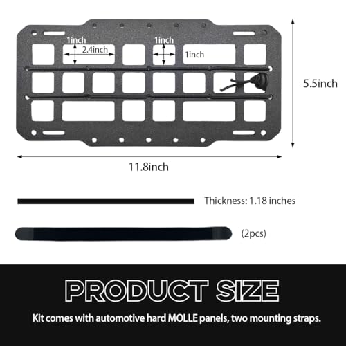 Yourkar Car Rigid MOLLE Panel Sun Visor Panel Holster Tactical Gear Holder MOLLE EDC Organizer Rigid Panel Frame Modular Storage Pouch for Auto Visor Car Accessories - Image 3