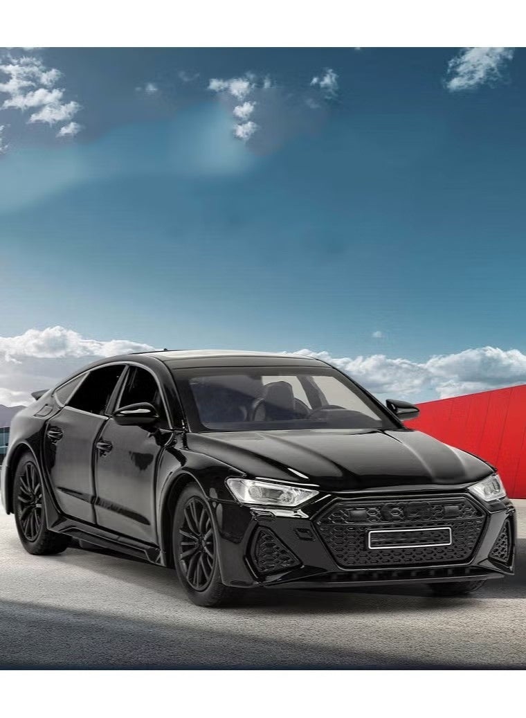 1:32 Alloy Die-cast vehicle Simulation Car Model , With Light/Sound & Retractable Spoiler Pull-Back Toy , Model Car for Kids Boy Girl Gift ,Collectible Display , Black , 15.5 cm*6.5 cm*4.5 cm - Image 4