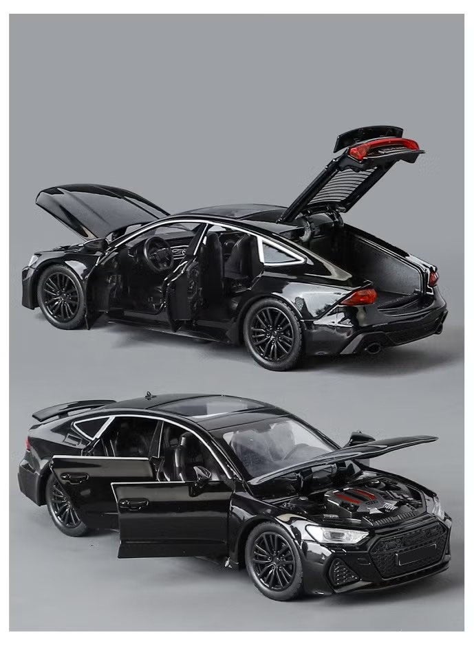1:32 Alloy Die-cast vehicle Simulation Car Model , With Light/Sound & Retractable Spoiler Pull-Back Toy , Model Car for Kids Boy Girl Gift ,Collectible Display , Black , 15.5 cm*6.5 cm*4.5 cm - Image 3