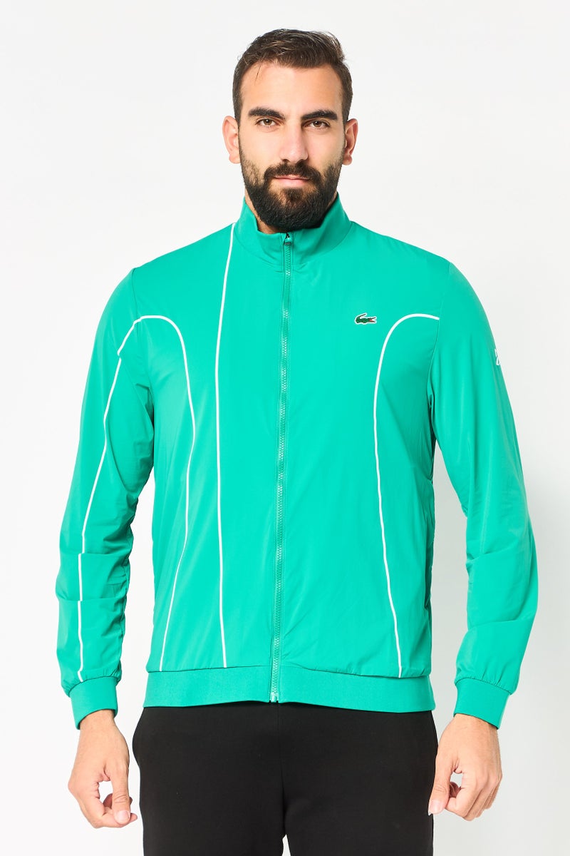 LACOSTE Men Regular Fit Long Sleeve Novak Djokovic Tennis Jacket, Green - Image 1