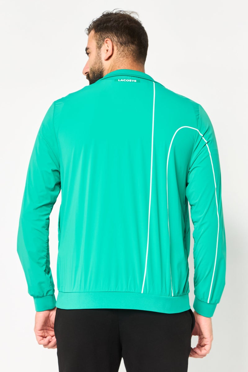 LACOSTE Men Regular Fit Long Sleeve Novak Djokovic Tennis Jacket, Green - Image 4