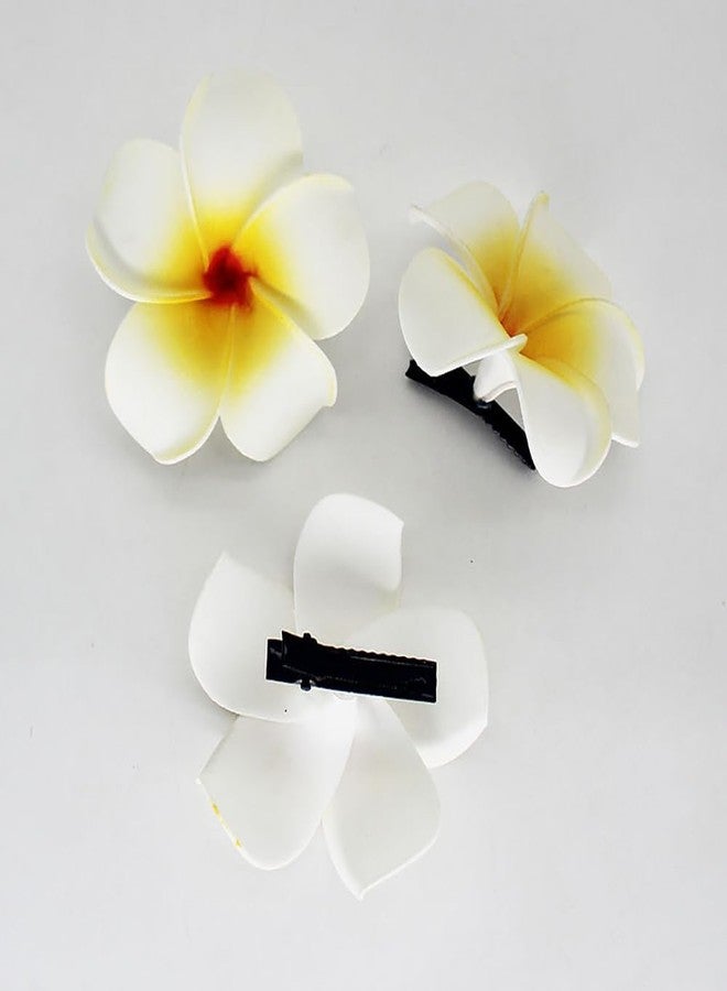 ccHuDE 10 Pcs Hawaii Plumeria Flower Clips Hawaiian Flower Hair Barrettes Beach Party Hair Clips Artificial Tropical Flower Hairpins for Wedding 5cm - Image 2