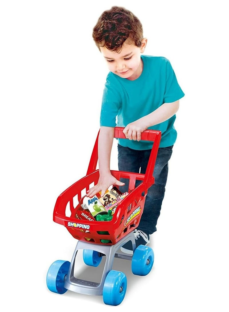 Supermarket toy set for children - cashier table and cart - length 82 cm - Image 2