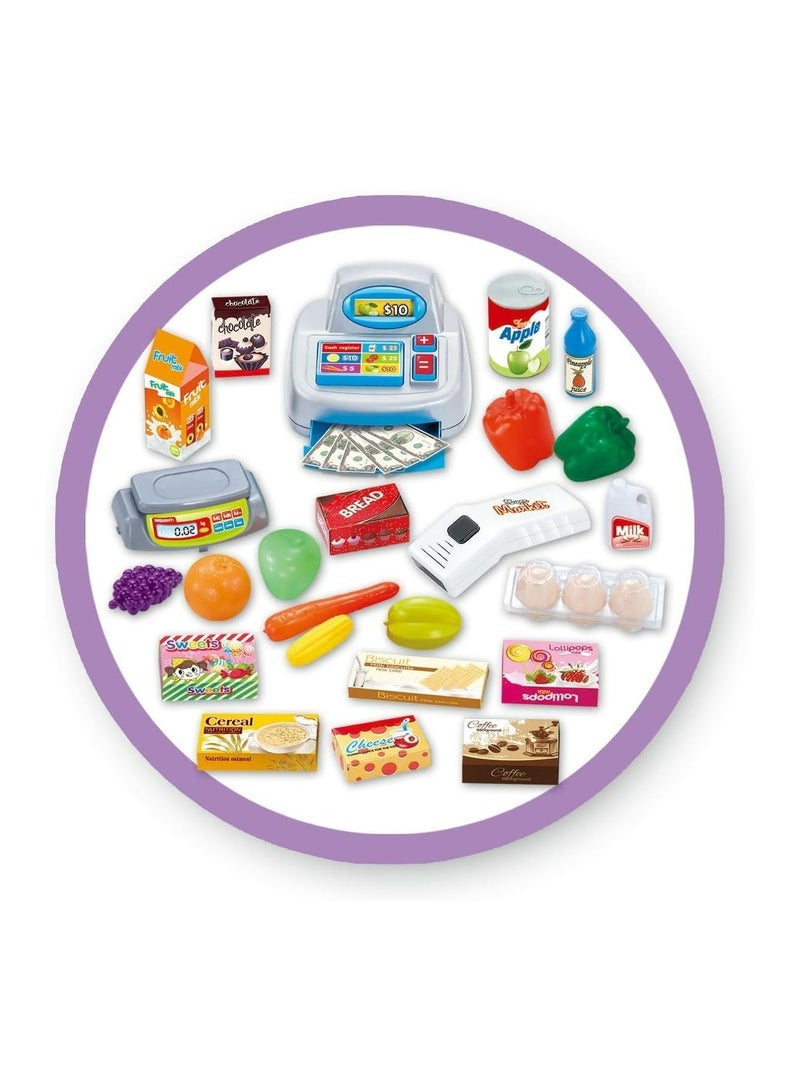 Supermarket toy set for children - cashier table and cart - length 82 cm - Image 3