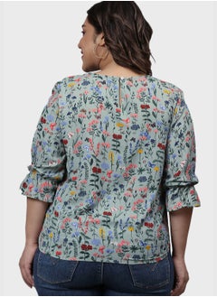 Instafab Plus Floral Print Blouse  - Image 3