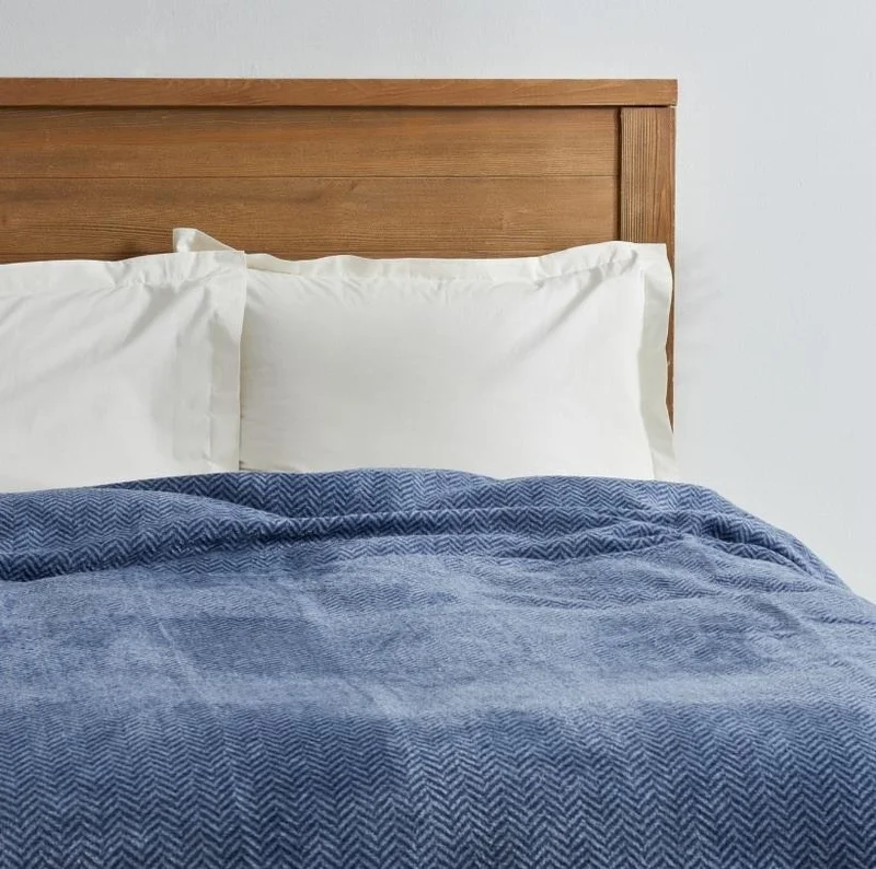 Karaca Home Cotton Blanket Herringbone Double Sandra Indigo