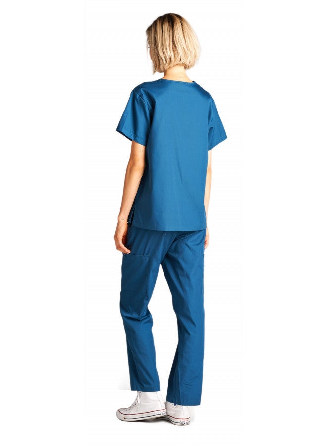 Dagacci Medical Uniform Dagacci Medical Uniform Womens Medical Scrub Set Shirt Top and Pant, Caribbean_, X-Large, Short Sleeve - Image 3