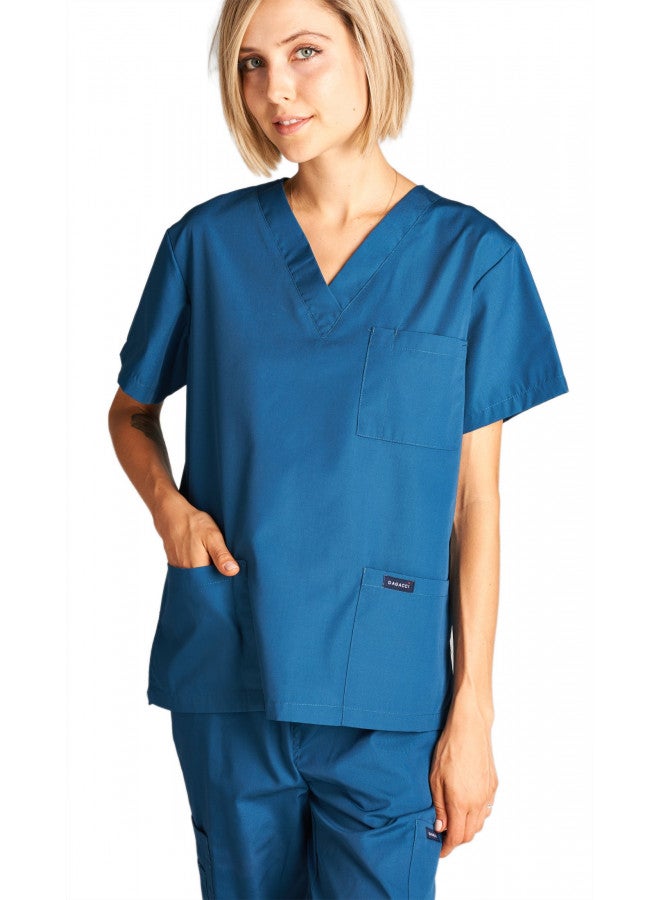Dagacci Medical Uniform Dagacci Medical Uniform Womens Medical Scrub Set Shirt Top and Pant, Caribbean_, X-Large, Short Sleeve - Image 4