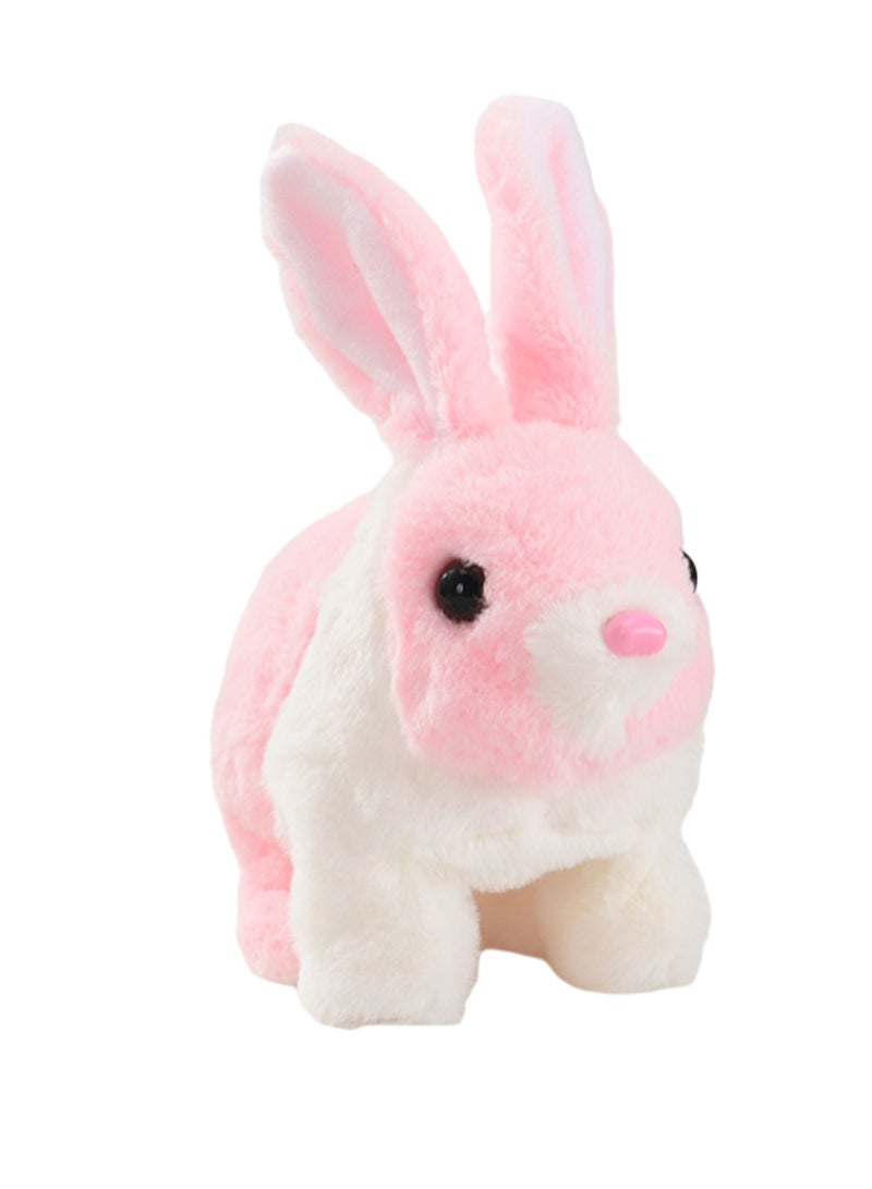 Pink And White Rabbit Robot Electronic Plush Stuffed Interactive Animal Touch Control, Electronic Pet, Robot Toy, Animation Toy, Suitable For Children And Babies - Image 1