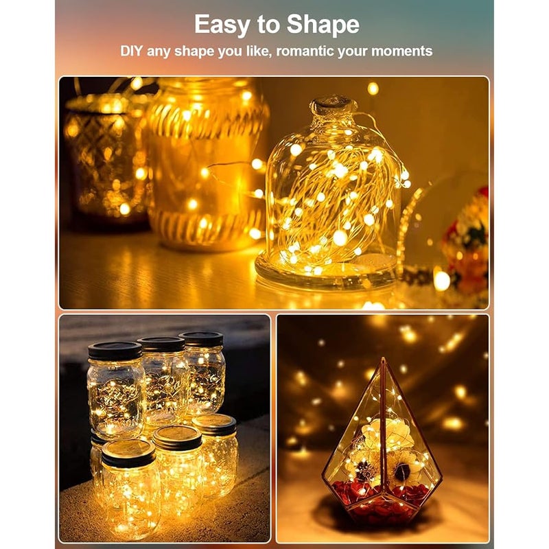 HOBAYS 20 Pack Fairy Lights Battery Operated 3.3ft 20 LED Mini String Lights Waterproof Copper Wire for Wedding Party Mason Jars Christmas Decorations, Warm White - Image 4