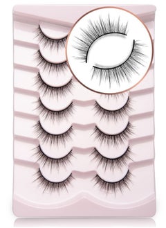 Yheakne False Eyelashes Natural Look 7 Pairs 3D Faux Mink Lashes Onlyall Short Fake Eye Lashes Pack for Small Eyes 13mm A01  - Image 1