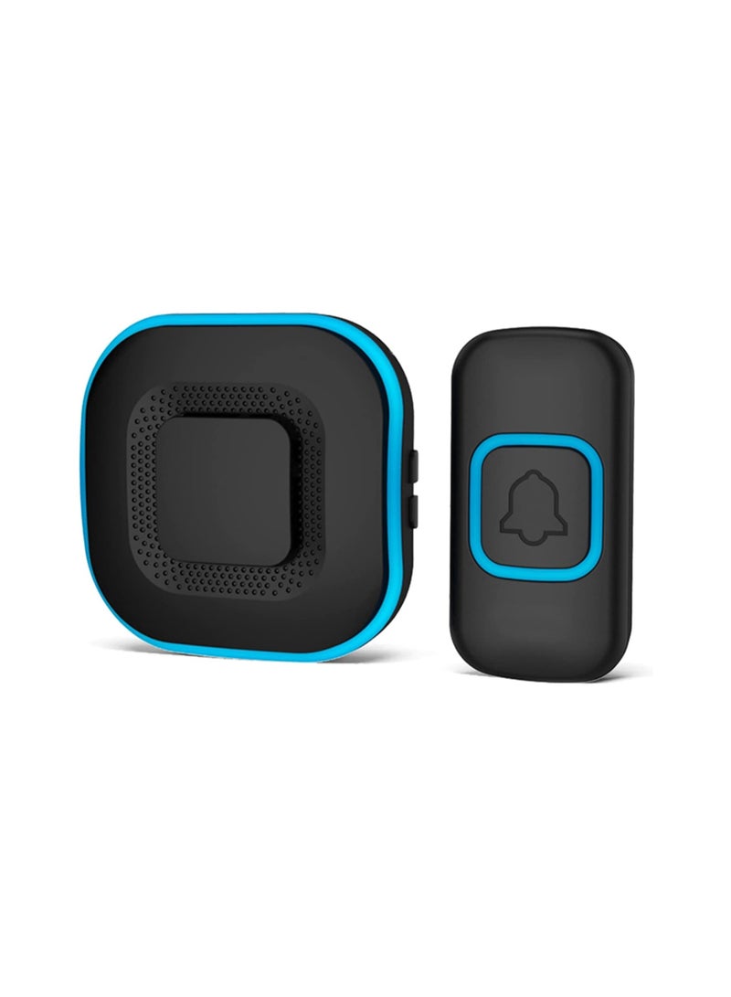 Wireless Doorbell, Door Bell Kit Cordless Battery Operated and UK Plug in AC Electric Chime Long Range with 38 Tunes 4 Levels Volume and Blue LED Flash, Portable Easy Install for Home School Office - Image 1