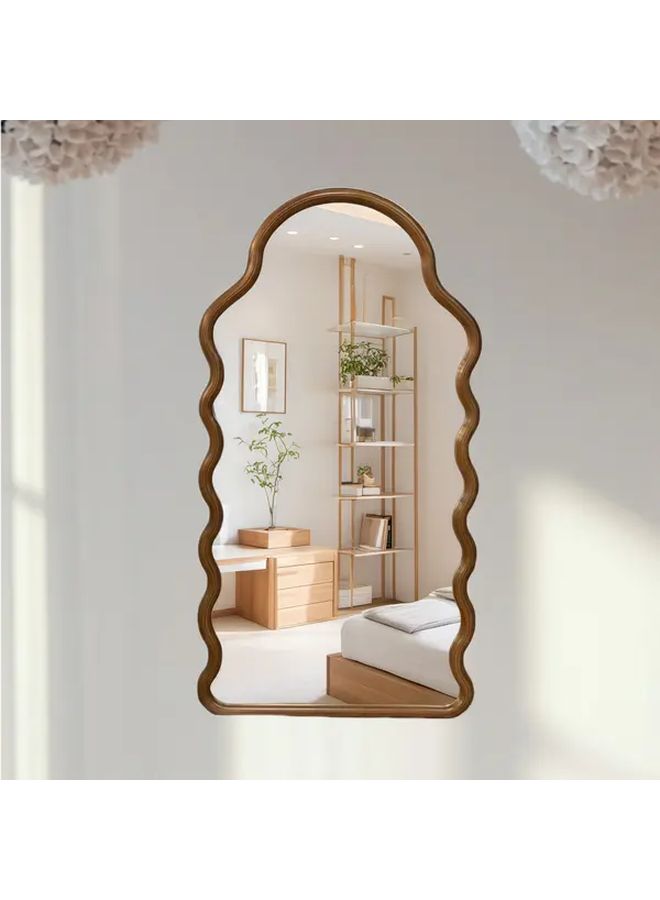 1pc Irregular Brown Acrylic Wall Mirror Lightweight Minimalist Home Decor - Image 4