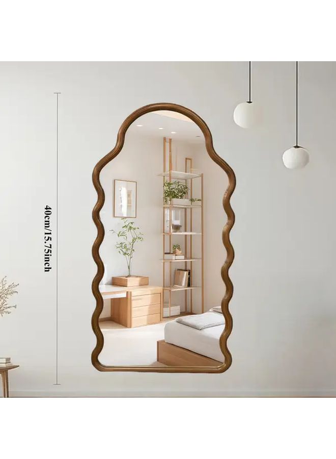 1pc Irregular Brown Acrylic Wall Mirror Lightweight Minimalist Home Decor - Image 3