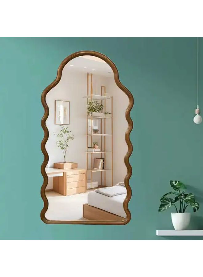 1pc Irregular Brown Acrylic Wall Mirror Lightweight Minimalist Home Decor - Image 2