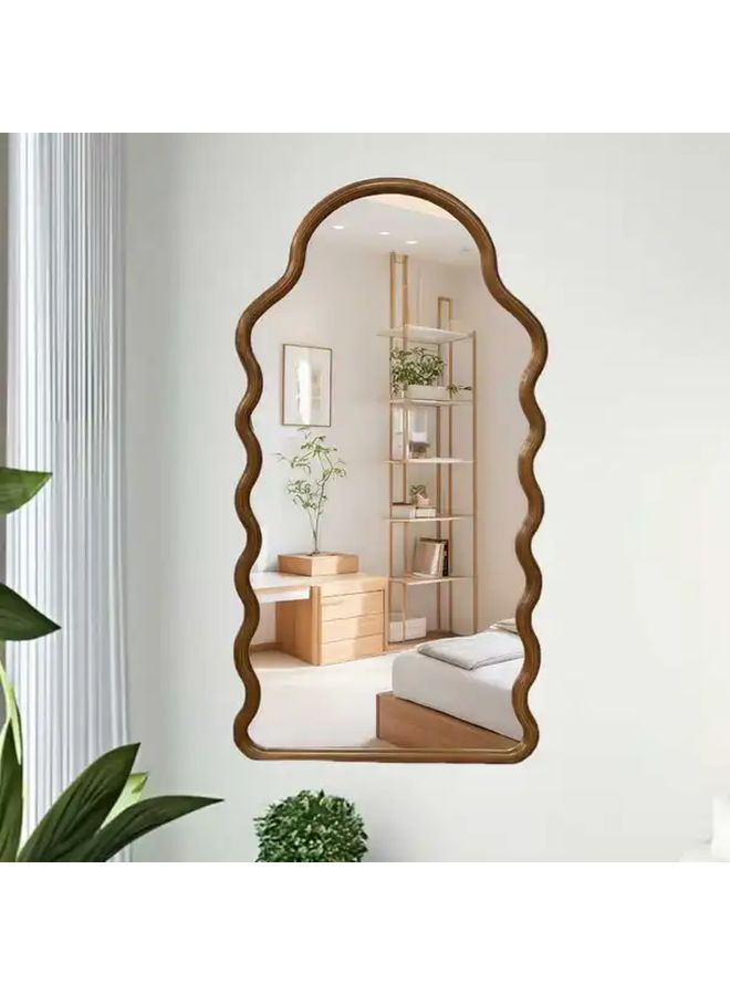 1pc Irregular Brown Acrylic Wall Mirror Lightweight Minimalist Home Decor - Image 5