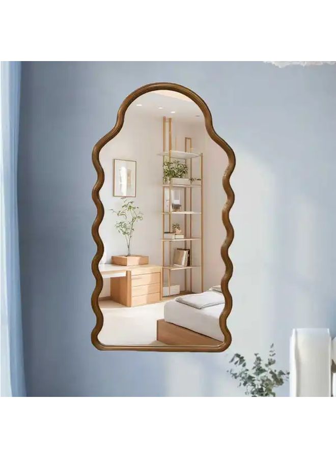 1pc Irregular Brown Acrylic Wall Mirror Lightweight Minimalist Home Decor - Image 1