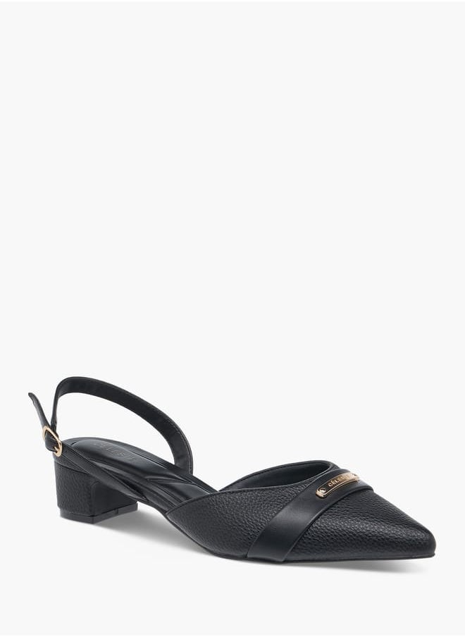 Celeste Women's Textured Mules with Buckle Closure and Block Heel  - Image 1