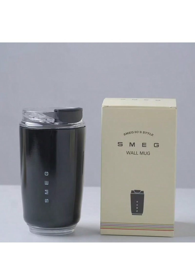 smeg 320ML Beverage Cup Travel Portable Car Drinking Cup Stainless Steel Vacuum Leak proof 320ML Coffee Thermos（Black）  - Image 2