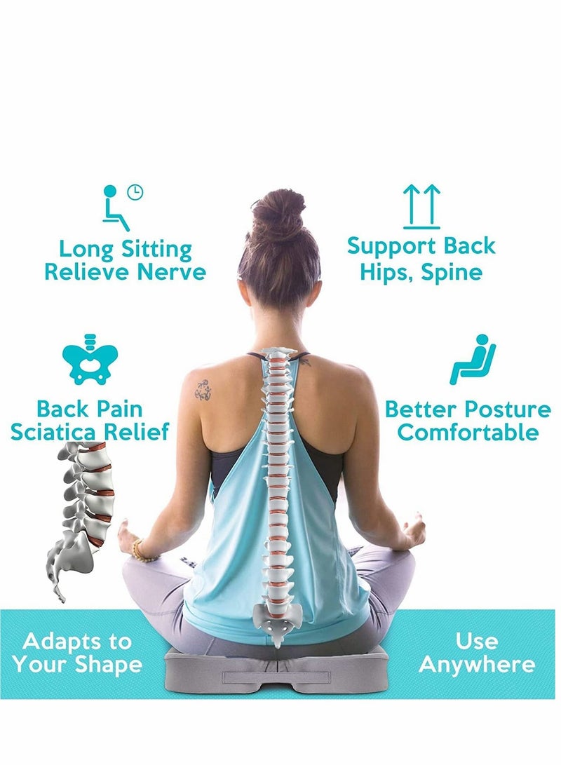 Excefore Gel Seat Cushion for Long Sitting Enhanced Office Chair Pillow, Butt Support Cushion, Memory Foam Desk Pad, Gray - Image 5