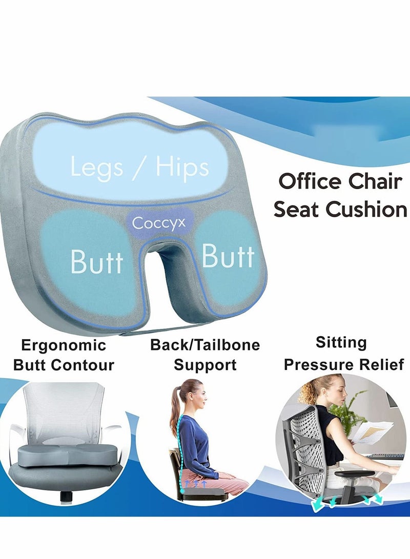 Excefore Gel Seat Cushion for Long Sitting Enhanced Office Chair Pillow, Butt Support Cushion, Memory Foam Desk Pad, Gray - Image 2