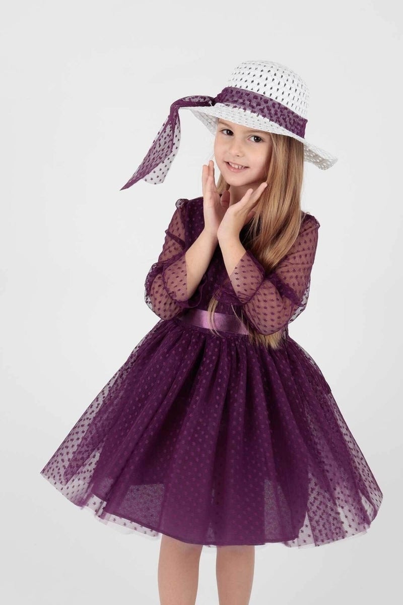 Ahengim Kids Girls Hat and Tulle Lace Trend Evening Dress Ak2228 - Image 2