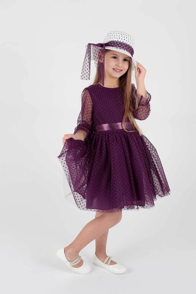 Ahengim Kids Girls Hat and Tulle Lace Trend Evening Dress Ak2228 - Image 1