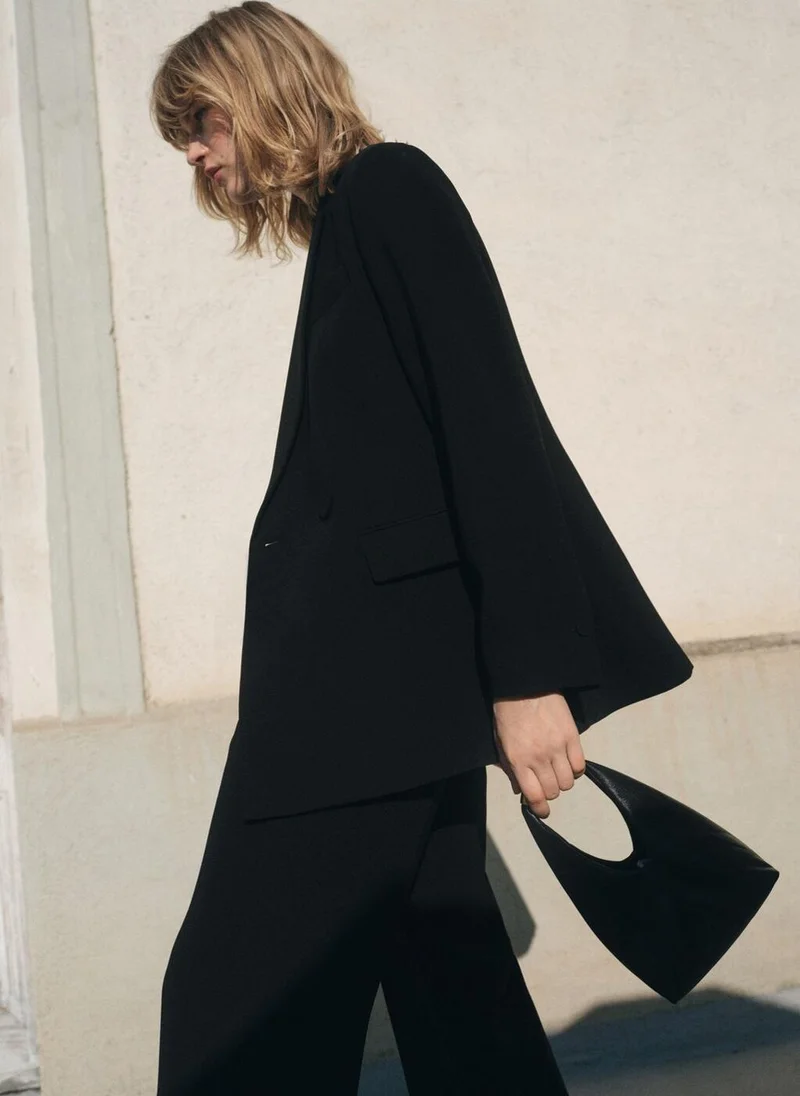 MANGO Straight mid-rise suit trousers