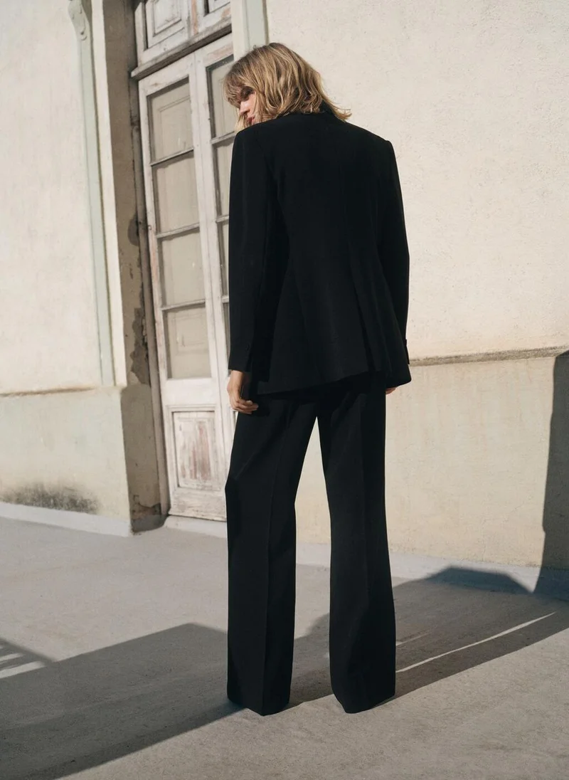 MANGO Straight mid-rise suit trousers