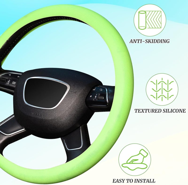 KAFEEK Noctilucent Steering Wheel Cover - Fluorescent Green - Image 4