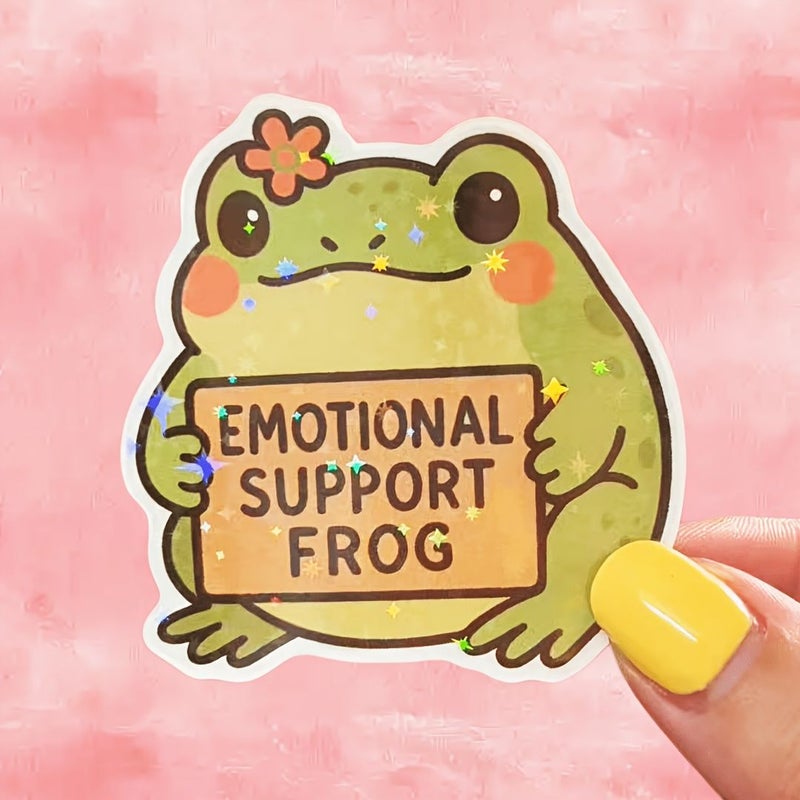 1 Piece Lightfilm Emotional Support Frog Vinyl Sticker Durable Matte Finish Self Adhesive Bumper Sticker Suitable for Cars Windows Laptops Trucks Vans Water Bottles - Image 1