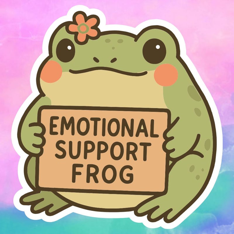 1 Piece Lightfilm Emotional Support Frog Vinyl Sticker Durable Matte Finish Self Adhesive Bumper Sticker Suitable for Cars Windows Laptops Trucks Vans Water Bottles - Image 3